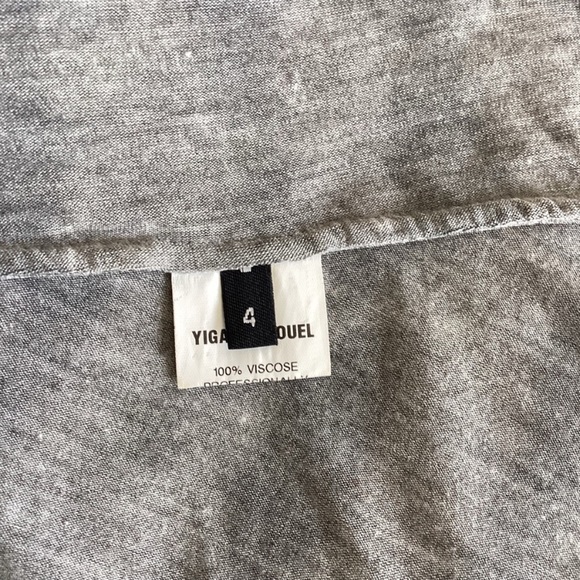 Yigal Azrouel New York Gray Animal Print Asymmetric Long Sleeves Tunic Top SZ 4 - Picture 7 of 8